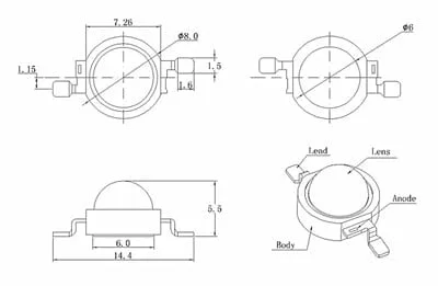 Led diodes SMD électroluminescentes, 1W haute puissance – Image 4